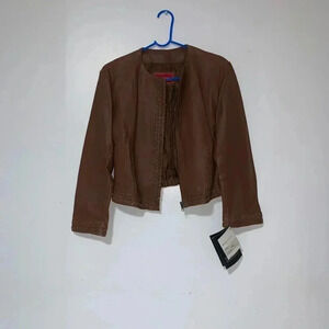 Women's Carol Evans New York Genuine Leather jacket, size L brown winter jacket
